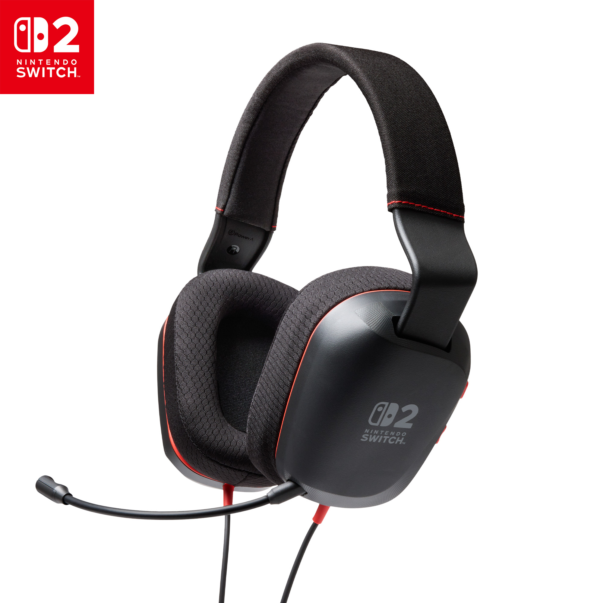 PowerA - Wired Stereo Headset for Nintendo Switch - Black / Red